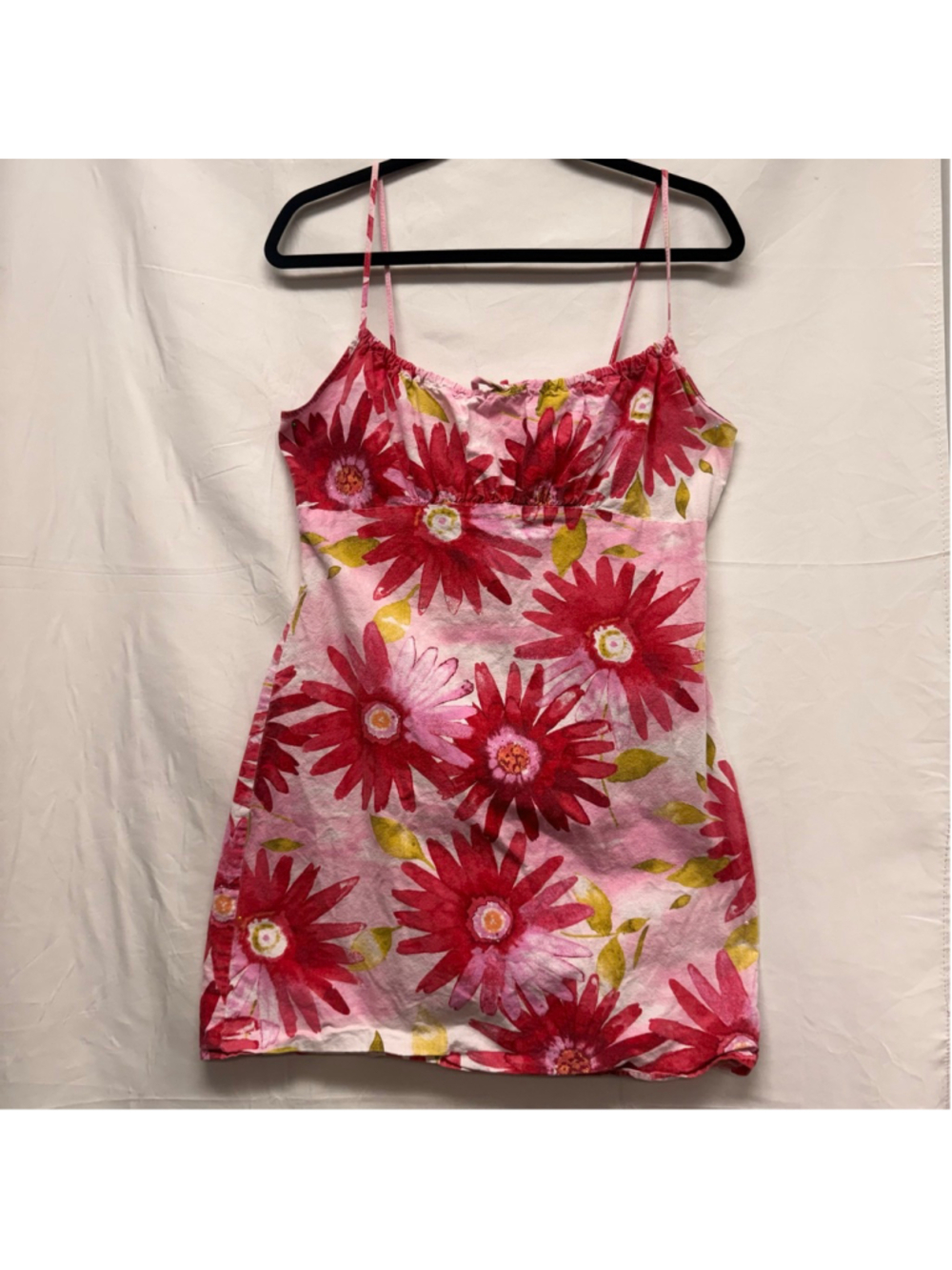 Vintage Women's Unbranded Pink Red Floral Mini Summer Dress S